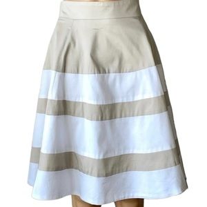 Amanda & Chelsea Size 2 Tan & Ivory Wide Stripe Flare Skirt